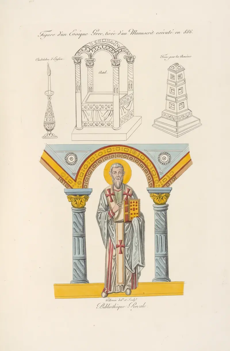 Figure d’un evêque grec, tirée d’un manuscrit exécuté en 886. av Nicolas Xavier Willemin