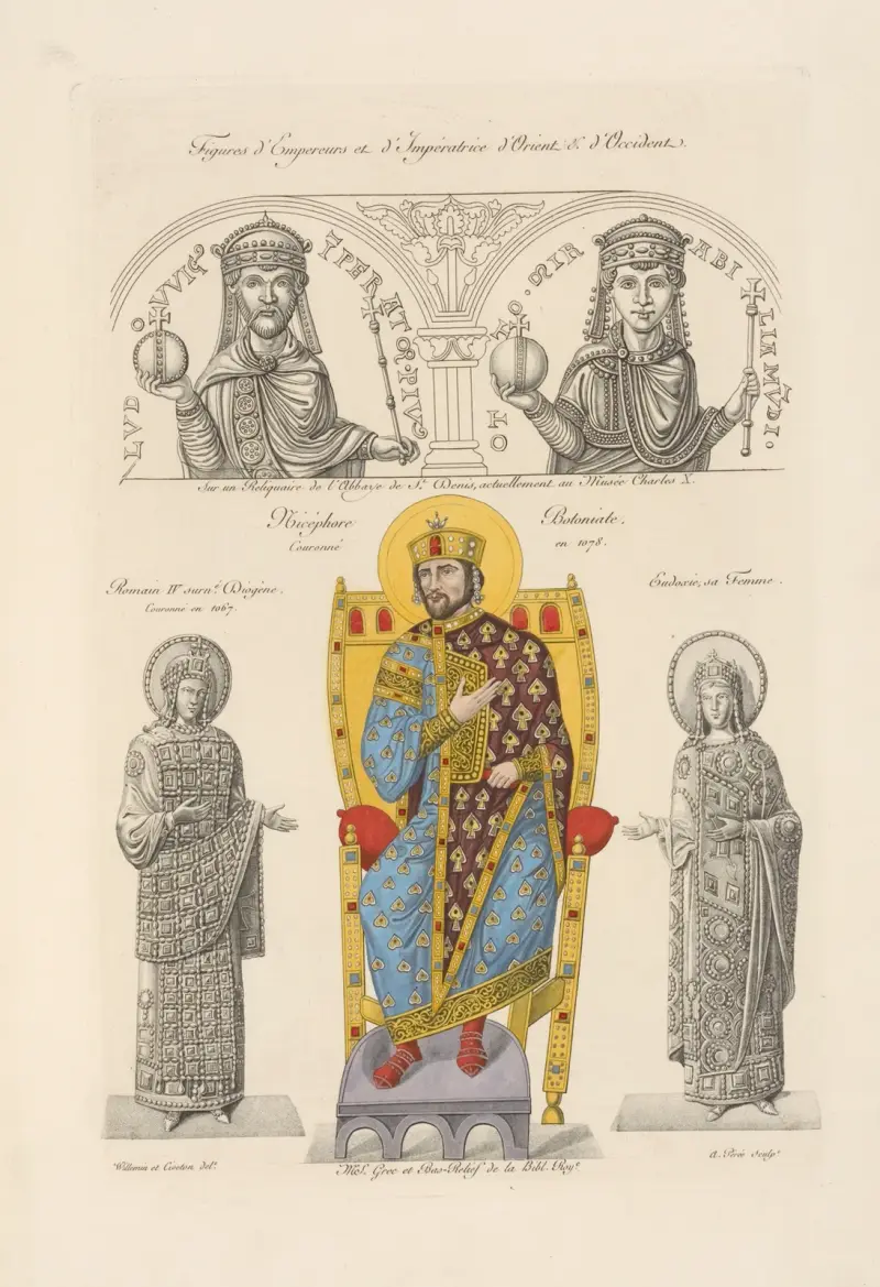 Figuren von Kaisern und einer Kaiserin aus Ost und West von Nicolas Xavier Willemin