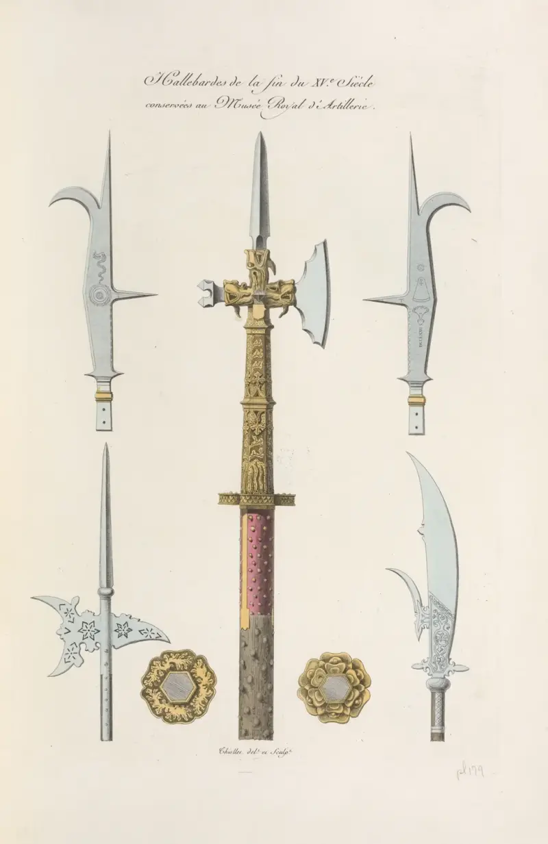 Hallebardes de la fin du XVe. siècle conservées au musée royal d’artillerie. av Nicolas Xavier Willemin