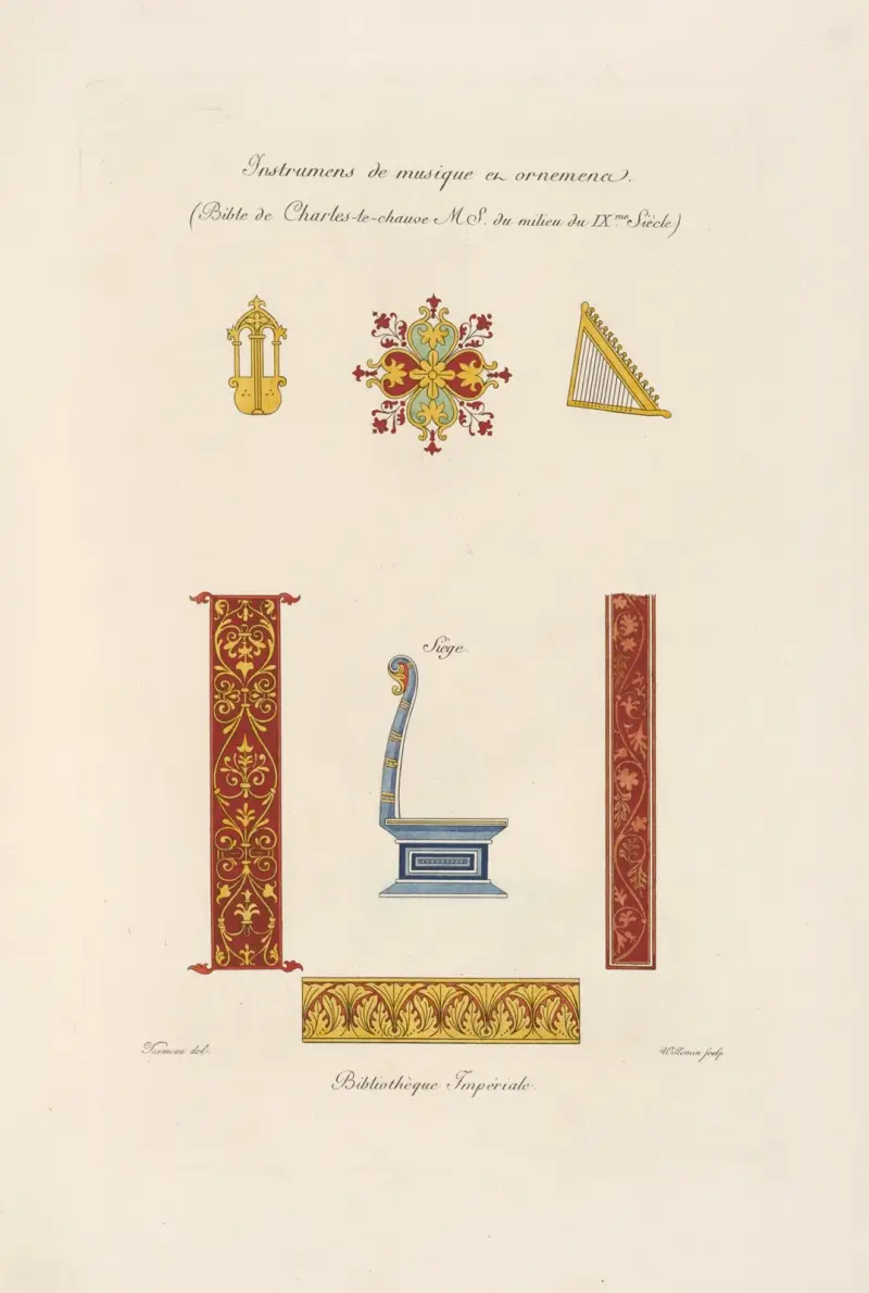 Musikinstrumente und Ornamente von Nicolas Xavier Willemin