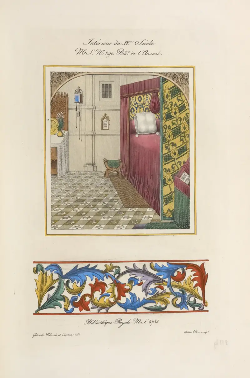 Innenraum aus dem 15. Jahrhundert, Handschrift Nr. 290, Bibliothèque de l'Arsenal von Nicolas Xavier Willemin