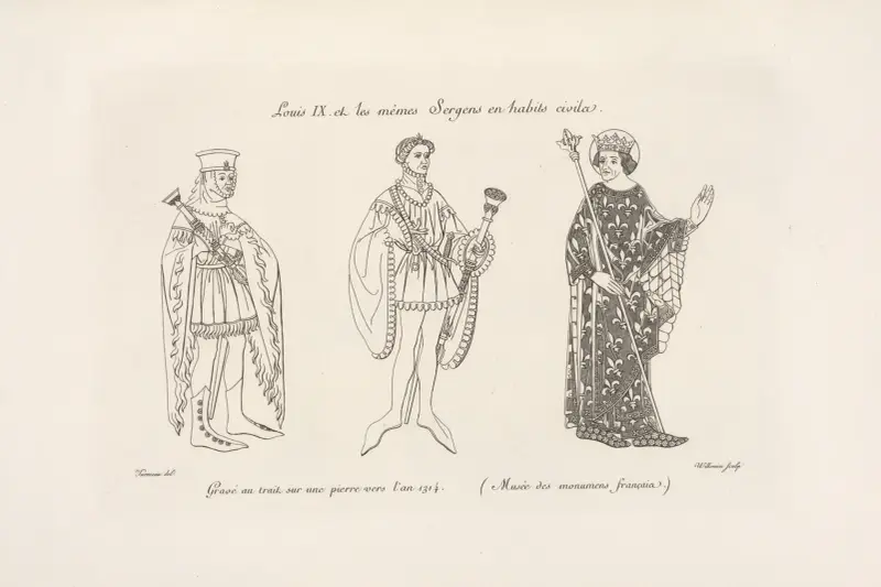 Louis IX. et le mêmes sergens en habits civils. av Nicolas Xavier Willemin