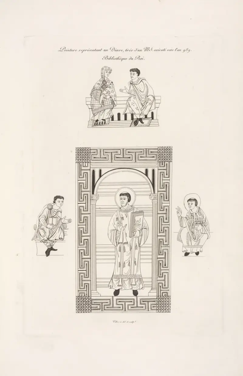 Gemälde eines Diakons, aus einer um das Jahr 989 angefertigten Handschrift von Nicolas Xavier Willemin