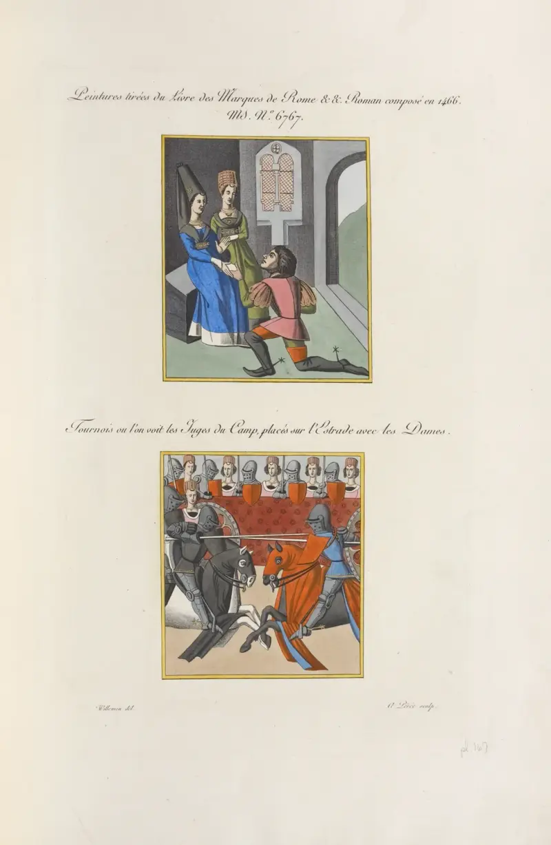 Målningar från boken om Roms märken. Romerskt verk sammanställt 1466. MS. nr 6767. av Nicolas Xavier Willemin