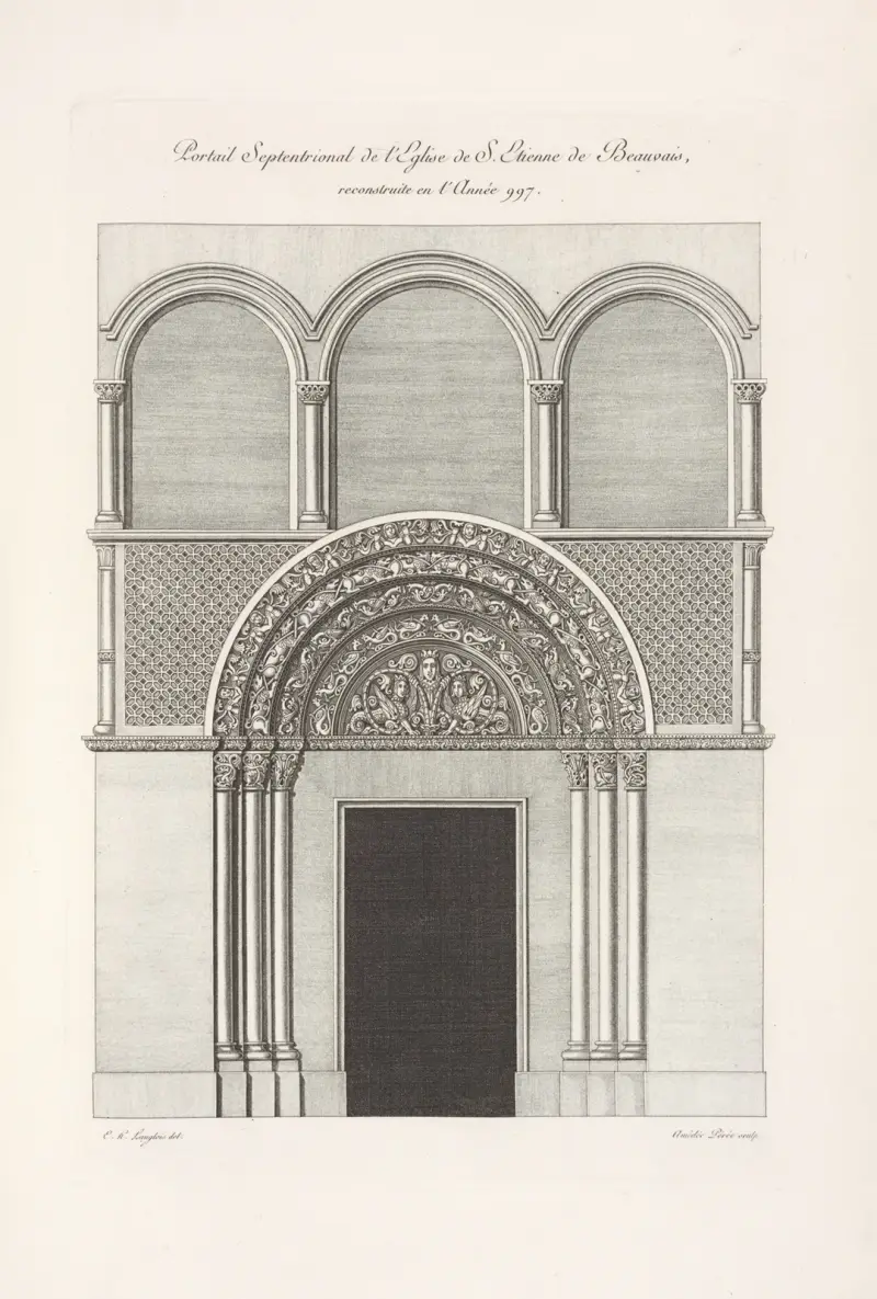 Portail septentrional de l’église de S. Étienne de Beauvais, reconstruite en l’année 997. av Nicolas Xavier Willemin