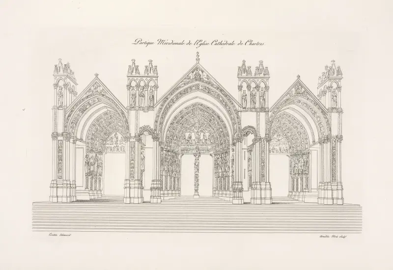 Södra portalen i katedralen i Chartres av Nicolas Xavier Willemin