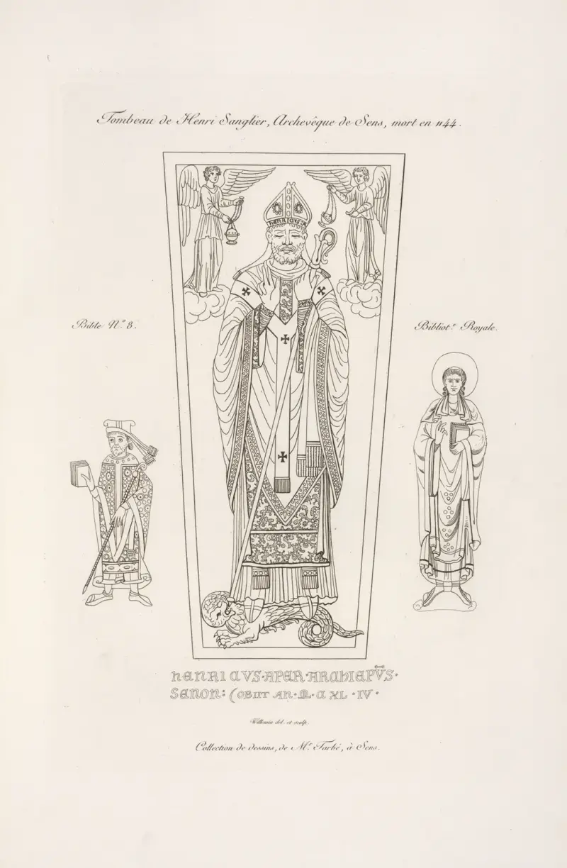 Gravmonument över Henri Sanglier, ärkebiskop av Sens, död 1144 av Nicolas Xavier Willemin