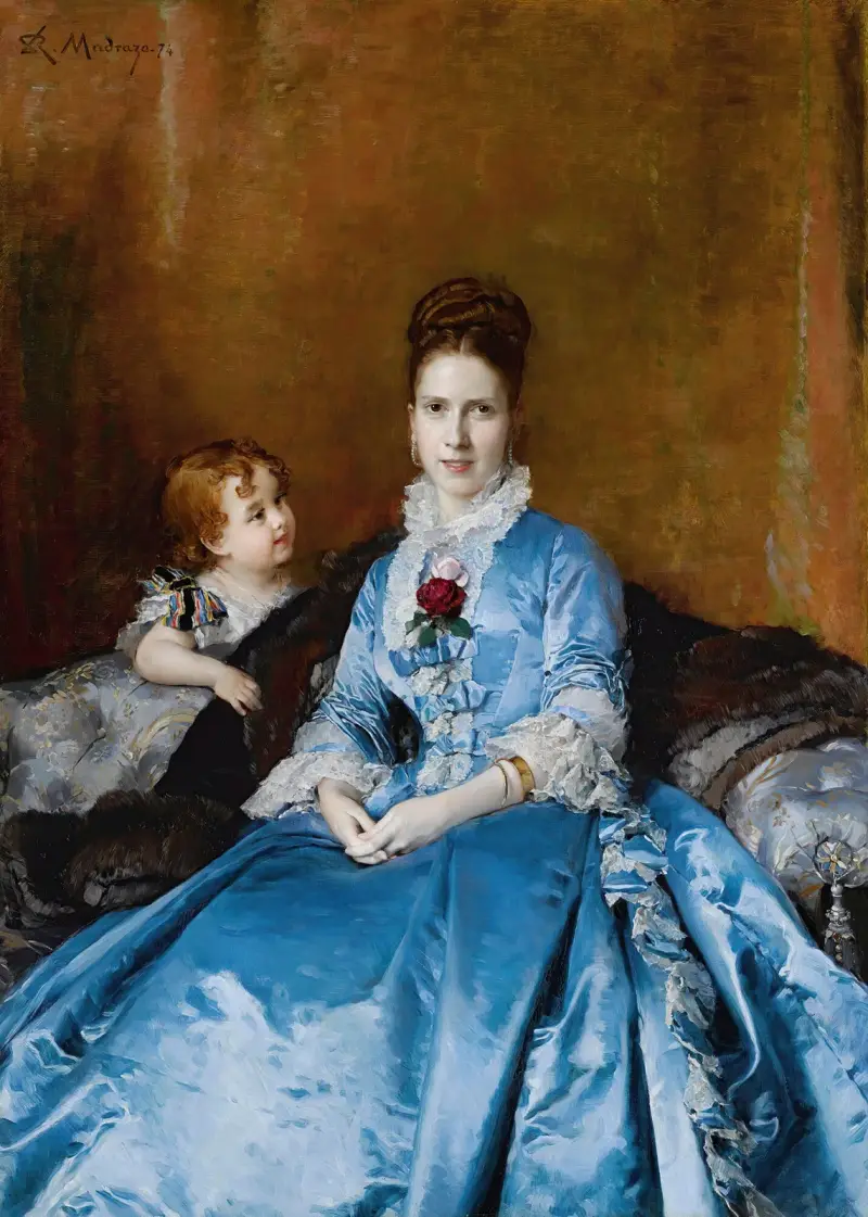 Portrait Of Mrs. Clotilde De Cándamo And Her Son Carlos av Raimundo de Madrazo y Garreta