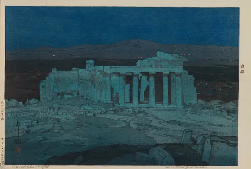 Atens antika ruiner (Akropolis – natt), 1925 – nr 1 av Yoshida Hiroshi