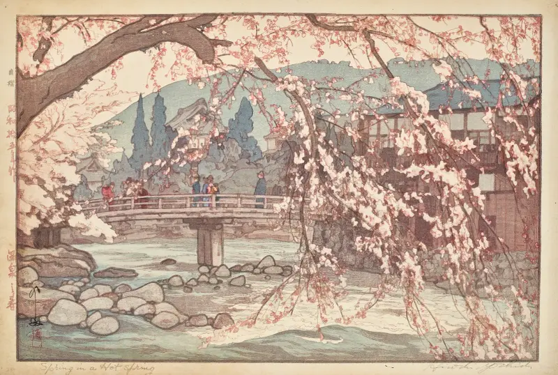 Onsen no haru (Frühling in einer heißen Quelle) von Yoshida Hiroshi