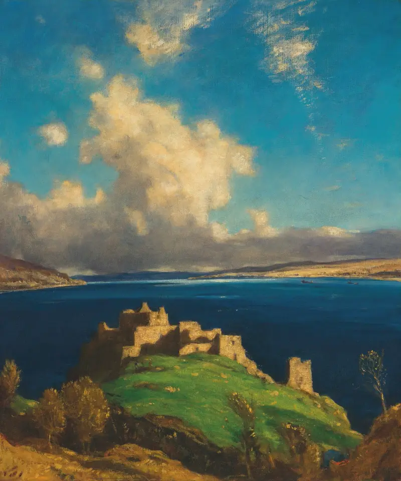 Slottet Urquhart och Loch Ness av David Young Cameron