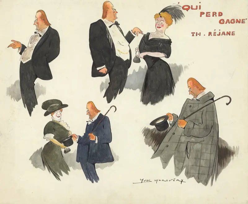 Gabriel Signoret et Gabrielle Réjane dans ‘Qui perd gagne’ de Pierre Veber av Yves Marevéry