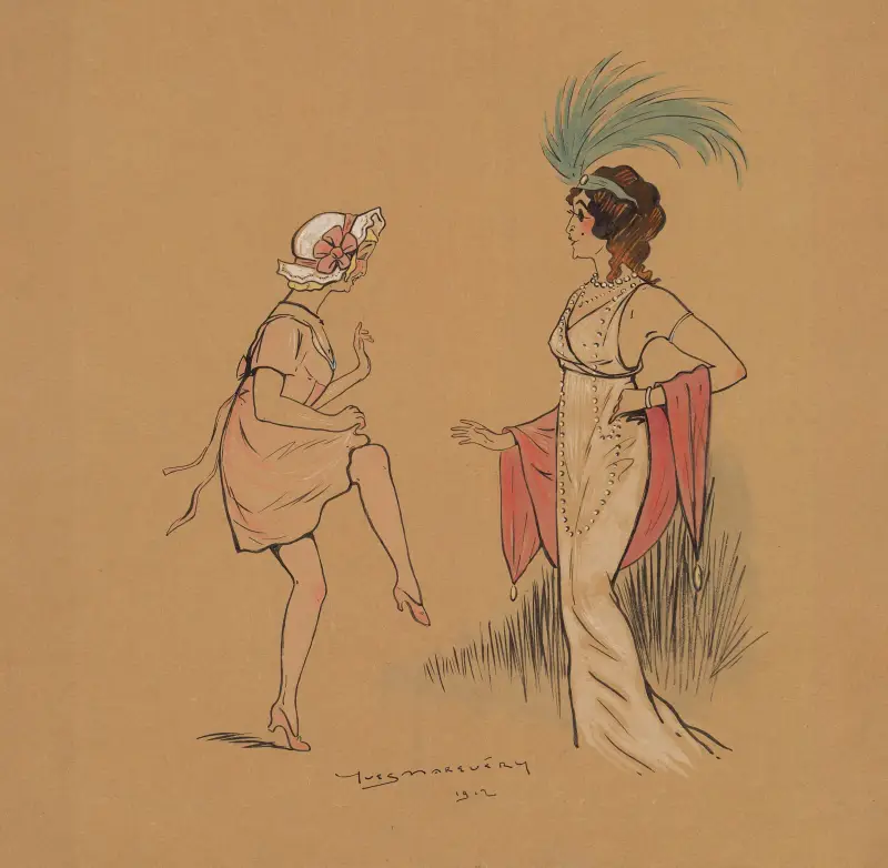 Gaby Boissy et Lucy Jousset dans ‘Le voile d’amour’ de Fernand Nozière et Guérin av Yves Marevéry