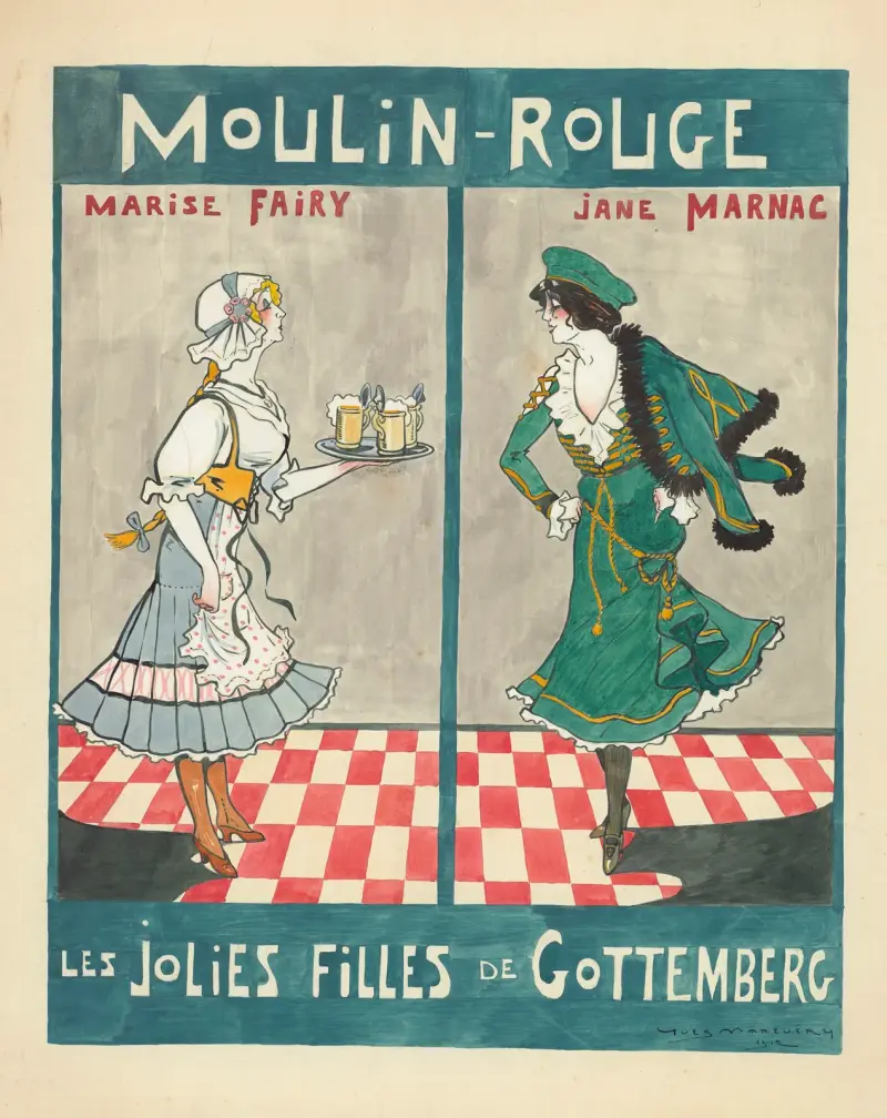 Marise Fairy und Jane Marnac in ‚Die hübschen Mädchen von Gottenberg‘ von Georges Grossmith und Berman von Yves Marevéry