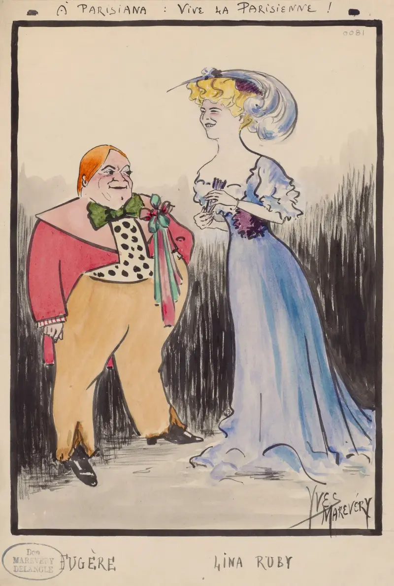 Paul Fugère och Lina Ruby i 'Vive la Parisienne' av Maurice Froyez av Yves Marevéry