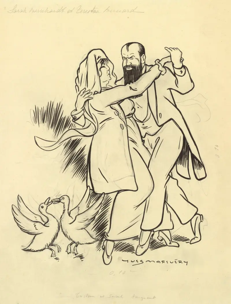 Tristan Bernard et Sarah Bernhardt av Yves Marevéry