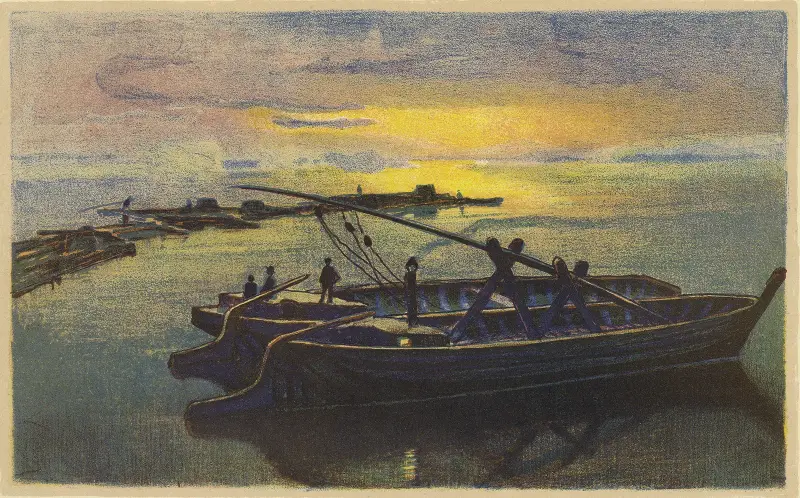 Barges on the Vistula av Zofia Stankiewicz