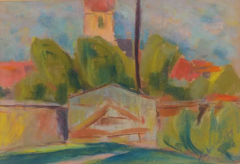 Byn med kyrka av Zolo Palugyay