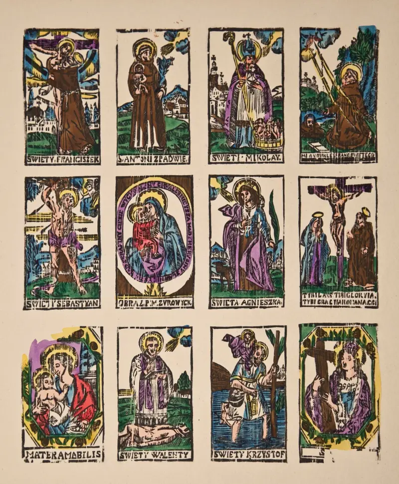 1. Vision of Sait Francis of Assissi, 2. Saint Anthony of Padua, 3. Saint Nicholas, 4. Stigmatisation of Sait Francis of Assissi, 5. Saint Sebastian… av Zygmunt Łazarski