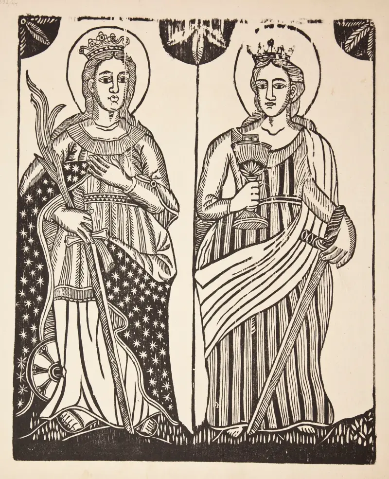 Saint Catherine and Saint Barbara av Zygmunt Łazarski