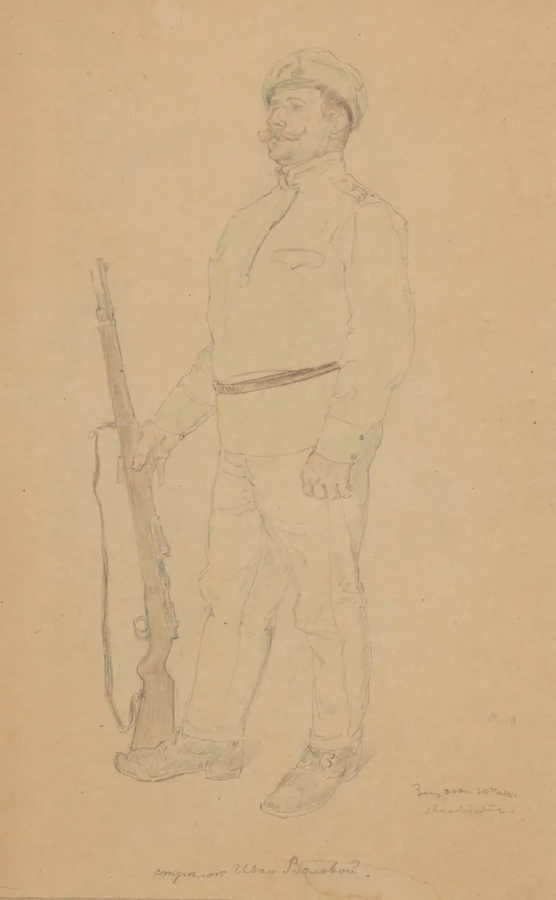 Porträtt av soldaten Ivan Volovoj av Zygmunt Waliszewski